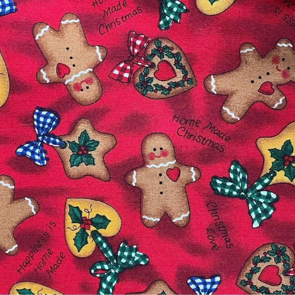Vintage 1997 Ro Gregg Home Made Christmas Love Red Gingerbread Fabric 64